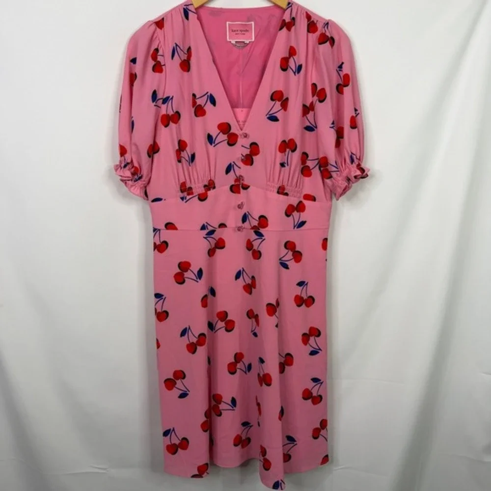Kate Spade New York Cherry‎ Toss Dress Rosy Carnation Pink Womens 10 NWT